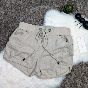 E & M Linen tan shorts